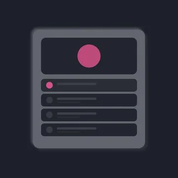 Dark gray server rack with pink status lights on black background Stock Illustration