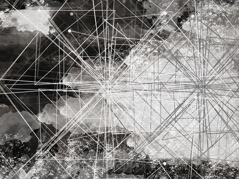 Dark gray spotted abstract background with crisscross white and gray lines Stock Illustration