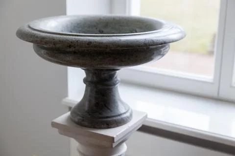 Dark gray stone vase, classical decor Stock Photos