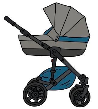 The dark gray stroller Stock Illustration