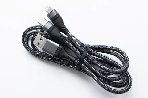 Dark gray USB-C to USB charging cable for smartphone Foto stock