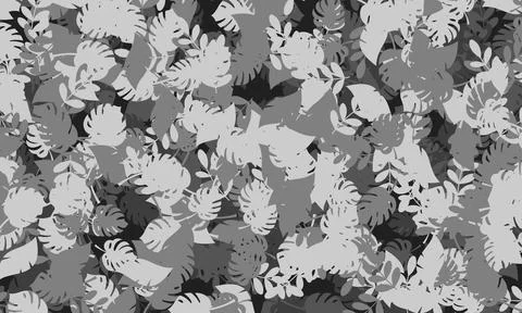 Dark Gray vector backdrop with leaves shapes. Stock Illustration