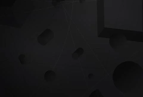 Dark Gray vector background with 3D cubes, cylinders, spheres, rectangles. イラスト素材