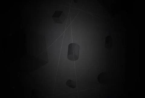 Dark Gray vector template with 3D cubes, cylinders, spheres, rectangles. Illustrazione stock