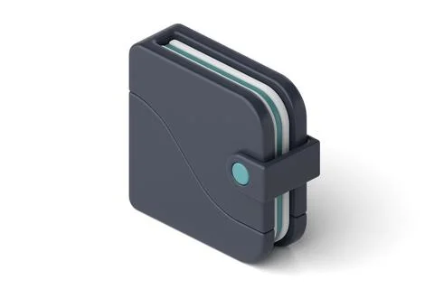 Dark gray wallet isometric view, featuring modern dark design, 3d rendering Stock Illustration