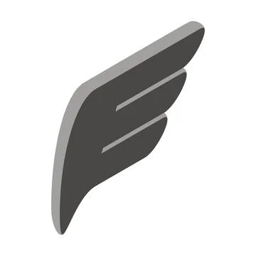 Dark gray wing icon, isometric 3d style Illustrazione stock