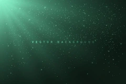 Dark Green Abstract Background with Light Rays and Particles Stock Illustration