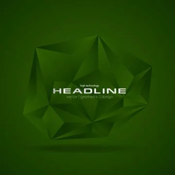 Dark green abstract concept polygonal tech background Illustrazione stock
