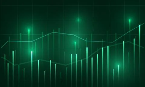 Dark green abstract technology background with business candle stick graph chart Stock Illustration