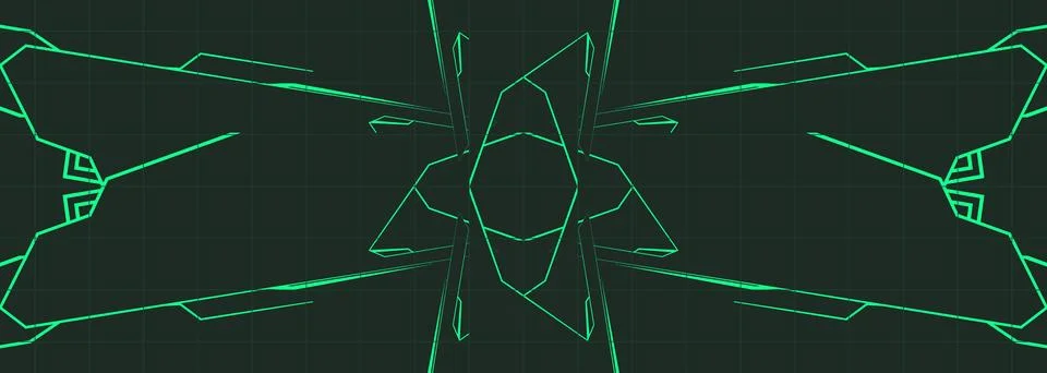 Dark green angular lines converging abstract background with symmetrical star Stock Illustration