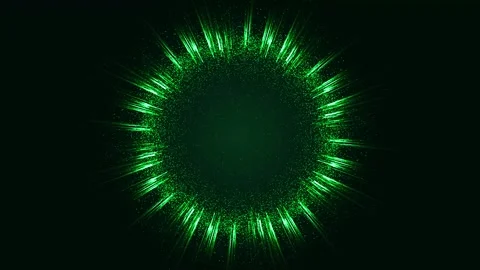 On a dark green background, a circle of glowing particles and lines with free Stock Footage 259264893