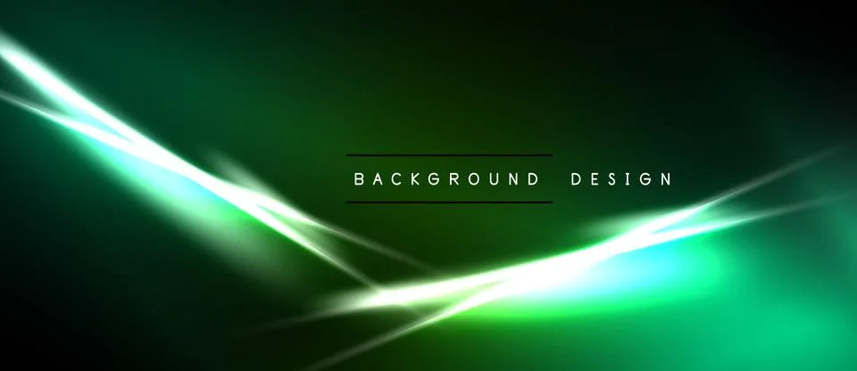 Dark green background features bright light streaks. Modern design elements Illustrazione stock