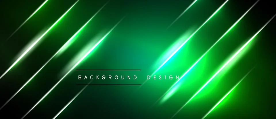 Dark green background features bright neon lines. Diagonal streaks create 스톡 일러스트