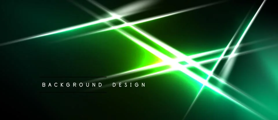 Dark green background features bright neon lines, creating dynamic abstract Stock Illustration
