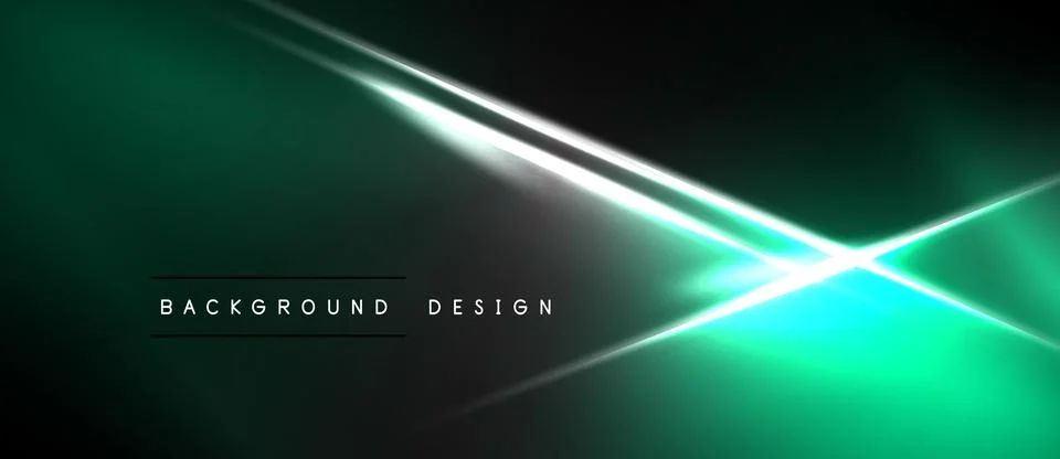 Dark green background features bright diagonal lines. Modern design with gl.. Stockillustratie