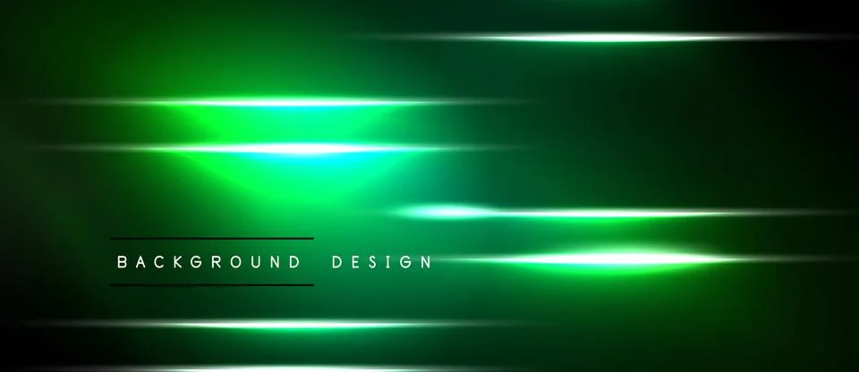 Dark green background features bright linear light effects. Horizontal glowin Stock Illustration