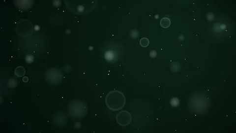 Dark green background with floating bokeh bubbles and tiny sparkling partic.. Stock Footage 341819581