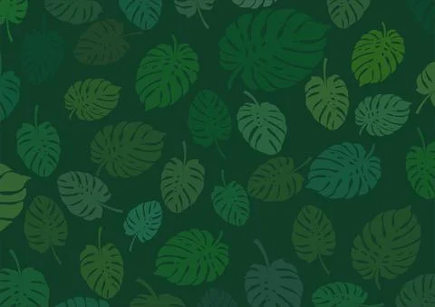 Dark green background with a leaf of a plant called monstera as a base for Stock Illustration