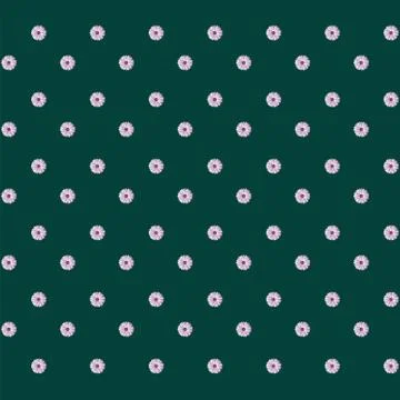 Dark green background with pink daisy pattern Stock Illustration
