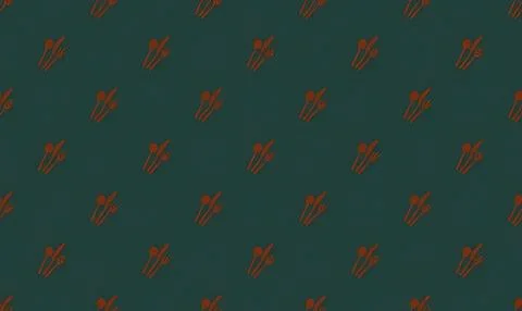 Dark green background with red and orange floral pattern Stock Illustration