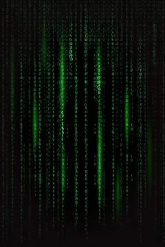 Dark green binary code in matrix style Stock Illustration