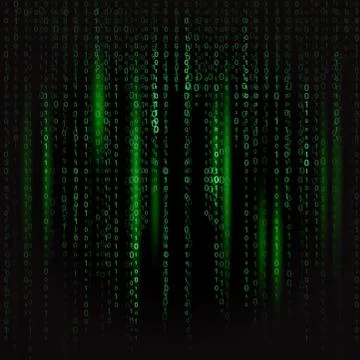 Dark green binary code in matrix style Stock Illustration