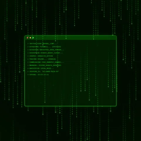 Dark Green Digital Interface Screen with Glowing Edges, Futuristic Technolo.. Stock Footage 347262418