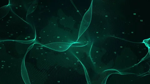 Dark Green Digital Numbers Abstract Wave Background Stock Footage 339044101