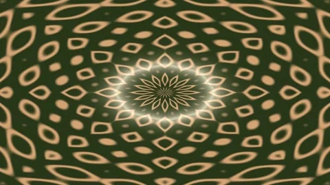 Dark Green Gold Kaleidoscope Pattern Motion Background Видео 342908034