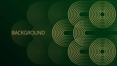 Dark green gradient abstract background with gold rounded lines and shadows イラスト素材