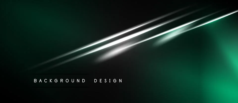 Dark green gradient background. Bright white line diagonally crosses space... Stockillustratie