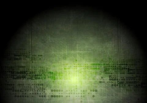 Dark green grunge tech background with geometric elements Stock Illustration
