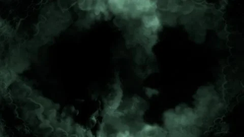 Dark green Halloween frame of thick terrific smoke - abstract 3D rendering Illustrazione stock