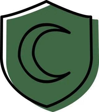Dark green heraldic shield with moon Stock Illustration