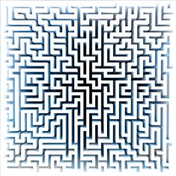 Dark green labyrinth in top perspective view illustration Stock Illustration
