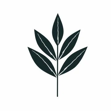 Dark Green Leaf Branch Vector Illustration, Minimalist Plant Silhouette, Symboli イラスト素材