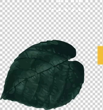 Dark green leaf is floating in vector with veins, white dots and yellow bar, Illustrazione stock