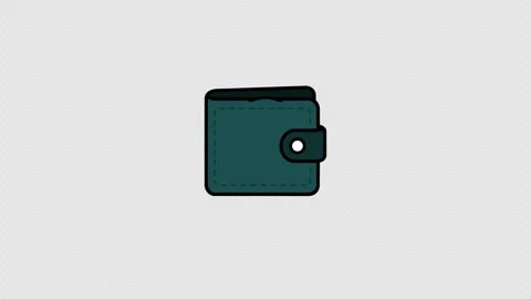Dark green leather wallet with floating crypto coin for digital finance and.. 库存影片 343733988