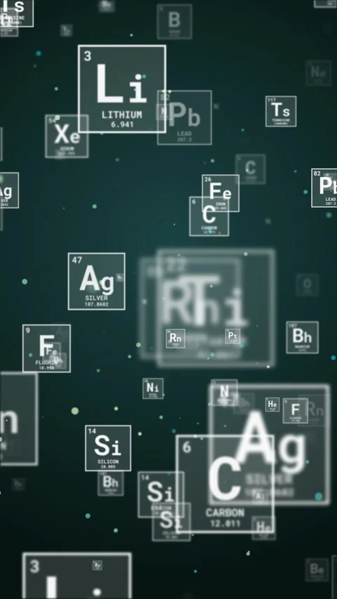 Dark green loop background float icon of chemical elements of the periodic table Stock Footage 285555041