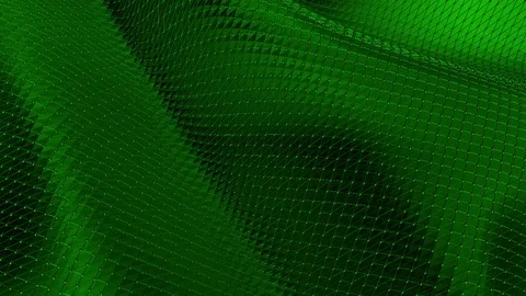 Dark green low poly waving surface as math environment. Dark green polygonal Stock Footage 75956555