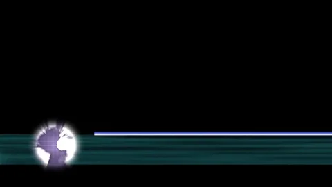 Dark Green Lower third with a spinning globe, with alpha channel - 010 Stock Footage 80148956