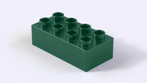Dark Green Plastic Building Block Isolated on White Background Stockillustratie
