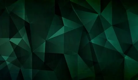 Dark green polygonal low poly geometric abstract background texture wallpaper Ilustração Stock
