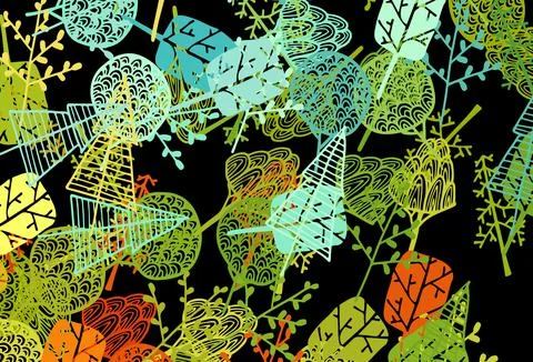 Dark Green, Red vector abstract pattern with trees, branches. イラスト素材