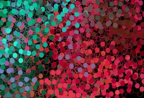 Dark Green, Red vector background with bubbles. Stock Illustration