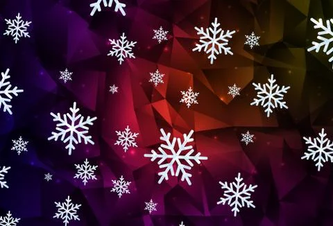 Dark Green, Red vector pattern with christmas snowflakes, stars. Stock Illustration