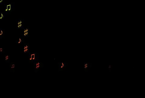 Dark Green, Red vector pattern with music elements. Stock Illustration