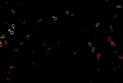 Dark green, red vector pattern with gender elements. Illustrazione stock
