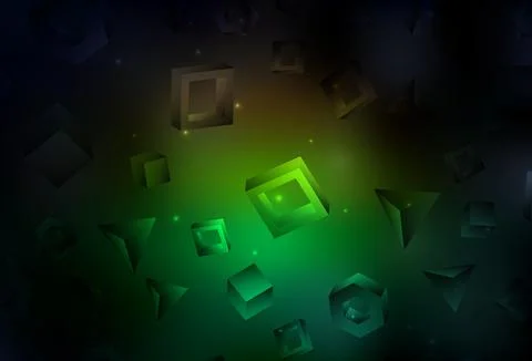 Dark Green, Red vector pattern with polygonal style with cubes. Illustrazione stock