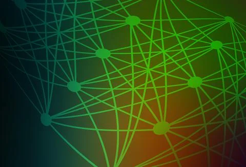Dark Green, Red vector pattern with artificial intelligence network. Illustrazione stock